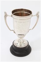 Lot 1004 - 1930s silver two-handled trophy, engraved -...