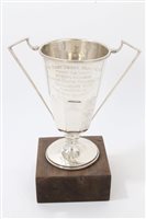 Lot 1005 - 1930s silver two-handled trophy, engraved -...