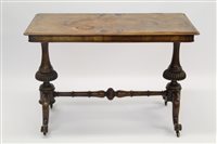 Lot 1351 - Victorian figured walnut stretcher table with...
