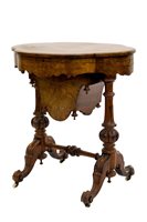 Lot 1353 - Mid-Victorian figured walnut and boxwood...