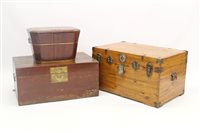 Lot 1354 - Antique Chinese hardwood trunk with flanking...