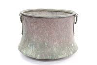 Lot 1361 - Very large antique copper twin-handled vessel...