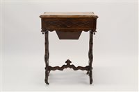 Lot 1364 - Victorian figured walnut worktable, the...