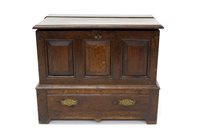 Lot 1365 - Mid-18th century oak coffer bach with hinged...