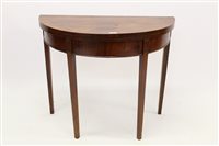 Lot 1370 - George III mahogany demi-lune card table, the...