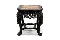 Lot 1372 - 19th century Chinese carved padouk and marble...