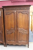 Lot 1380 - 19th century French carved chestnut armoire...