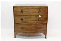 Lot 1391 - Regency mahogany and line-inlaid bow front...