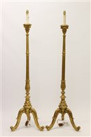 Lot 1398 - Decorative pair of giltwood standard lamps,...