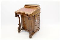 Lot 1407 - Victorian walnut davenport with surmounting...