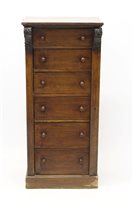 Lot 1409 - Victorian oak Wellington chest with seven...