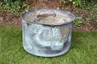 Lot 1433 - A massive copper vessel of hemispherical form,...