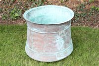 Lot 1434 - Large copper vessel of waisted form, with...
