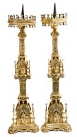 Lot 1440 - Impressive pair of Gothic pierced brass...