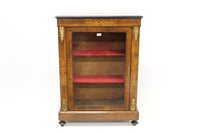 Lot 1452 - Victorian walnut and line-inlaid pier cabinet...