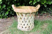 Lot 1454 - Antique terracotta garden urn of pierced...