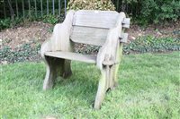 Lot 1455 - Antique cedar wood garden chair, exposed...