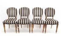 Lot 1461 - Set of four Victorian walnut dining chairs,...