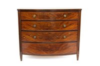 Lot 1313 - Regency mahogany and line-inlaid bow front...