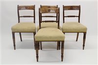 Lot 1323 - Set of four Regency fruitwood bar back dining...