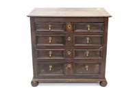 Lot 1302 - Late 17th century oak geometric chest having...
