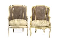 Lot 1306 - Near pair of 19th century French cream painted...