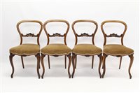 Lot 1469 - Set of four Victorian walnut balloon back...