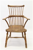 Lot 1471 - 19th century ash and elm stick back Windsor...