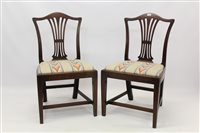 Lot 1474 - Pair of George III mahogany dining chairs,...