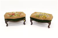 Lot 1476 - Pair of Victorian walnut footstools, each of...