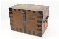 Lot 1477 - 19th century oak and metal bound silver chest,...