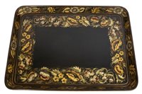 Lot 1478 - Good Regency papier mâché tray, large rounded...