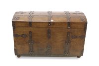 Lot 1485 - Large 19th century iron bound hardwood chest...