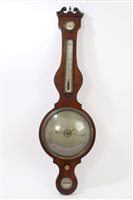 Lot 1540 - George III inlaid mahogany banjo-shaped...