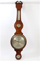 Lot 1544 - George III inlaid mahogany banjo-shaped...