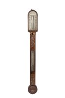 Lot 1545 - George IV stick barometer / thermometer with...