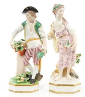 Lot 173 - Pair 18th century Derby porcelain figures of a...