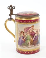 Lot 174 - Late 19th century Vienna porcelain tankard...