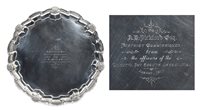 Lot 205 - George V silver salver of circular form, with...