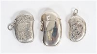 Lot 222 - Victorian silver vesta case of kidney form,...