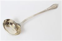 Lot 228 - Victorian silver Grecian pattern soup ladle...