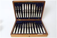 Lot 233 - Set of twelve pairs 1920s dessert knives and...