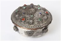 Lot 236 - Middle Eastern or Indian white metal box of...