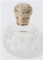 Lot 245 - Victorian silver mounted cut glass scent...