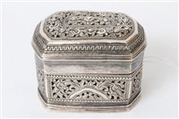 Lot 252 - Eastern white metal box of octagonal form,...