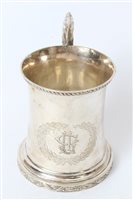 Lot 254 - 19th century American silver mug of waisted...