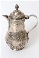 Lot 256 - Late 18th century Irish silver coffee pot of...