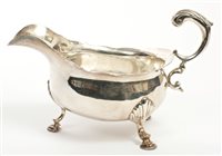 Lot 277 - Pair late George II silver sauce boat of...