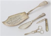 Lot 278 - George IV silver fiddle pattern fish slice...