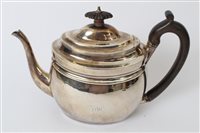 Lot 286 - George III silver teapot of oval form, with...